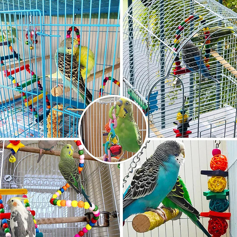 7PCS Wood Parrot Toys