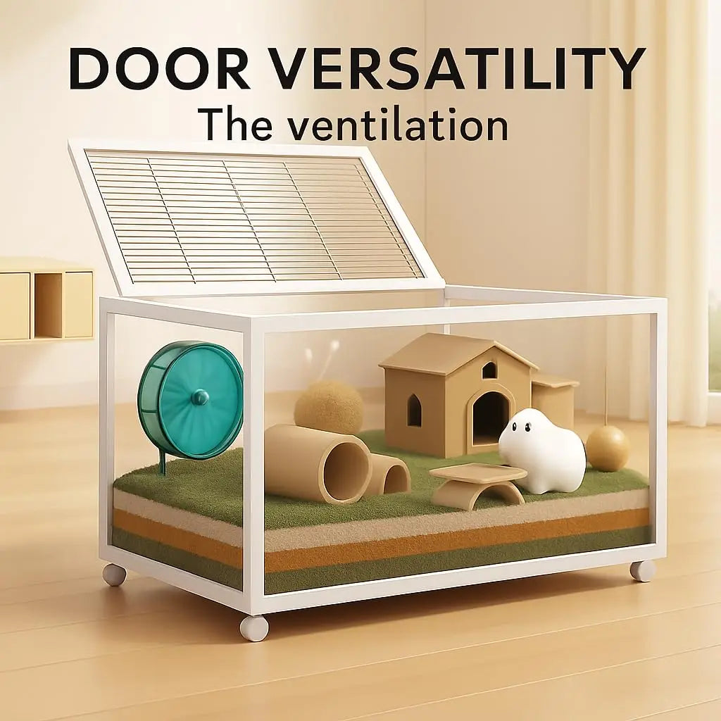 Transparent Hamster Cage with 360 Degree View and Universal Wheels