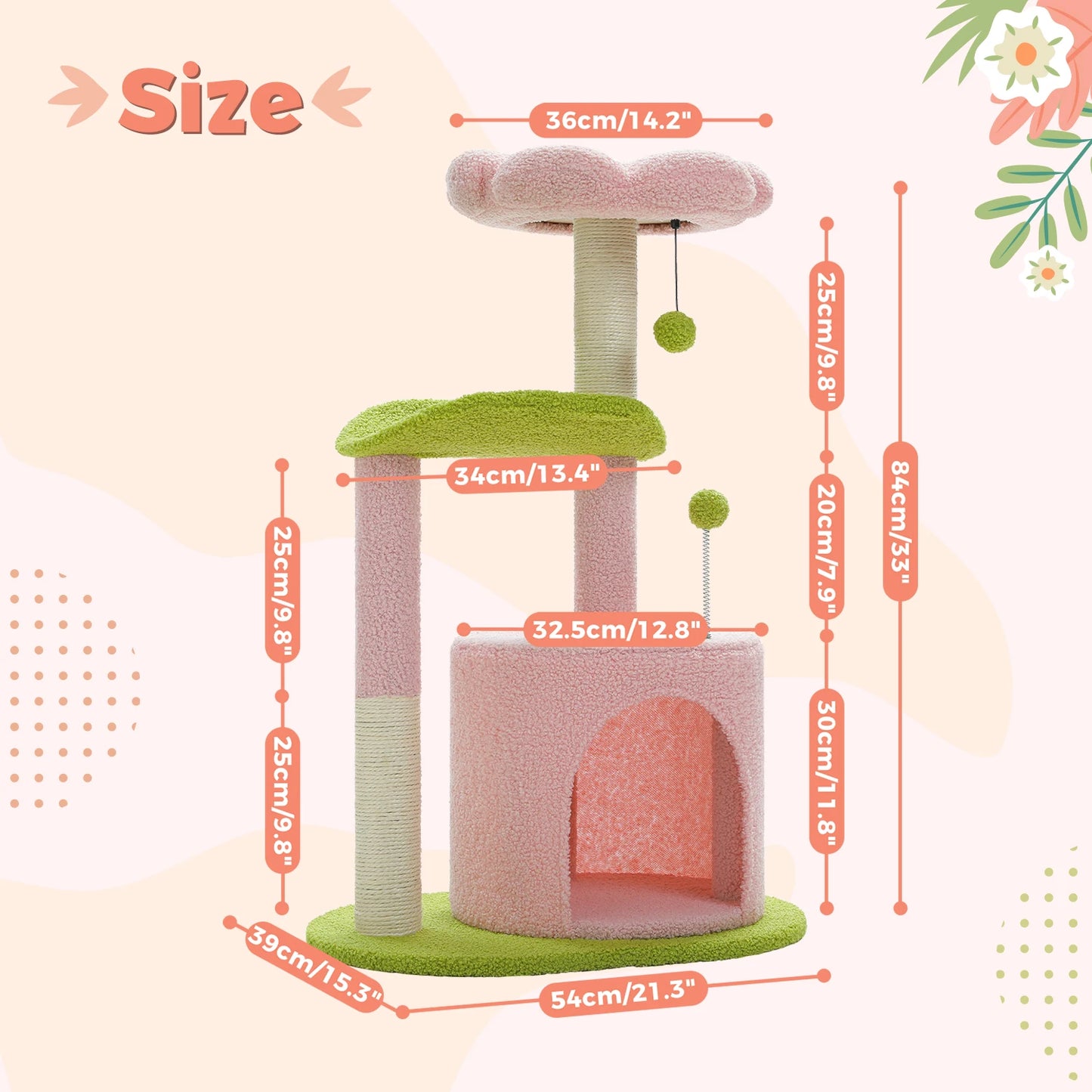 Cactus Paws Cat Tree – Cozy Curved Perch Design