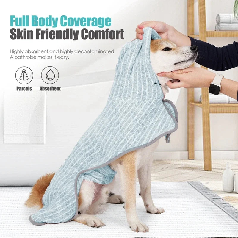 Pet Bathrobe Coat Fast Absorbent Towel for Dogs and Cats
