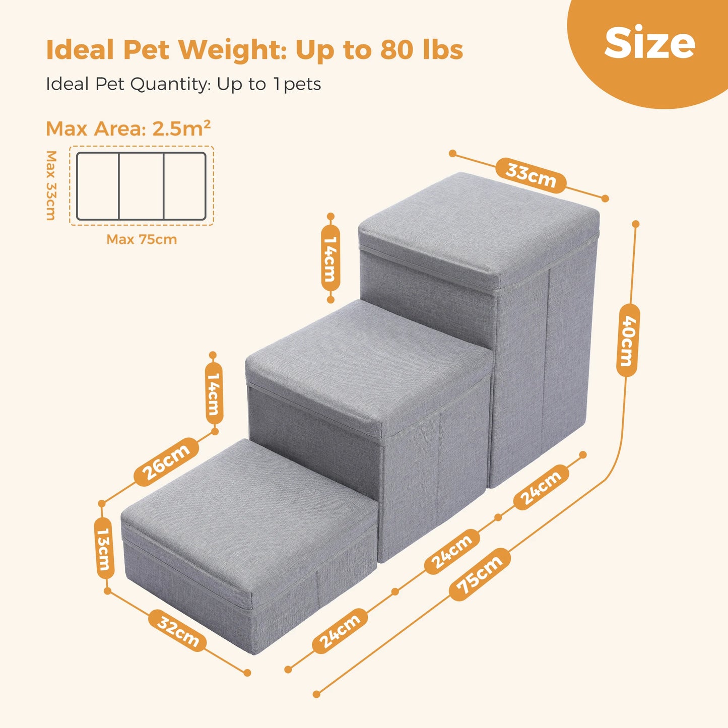 PawMate 3 Tier Foldable Dog Stairs – Adjustable Height Convenience