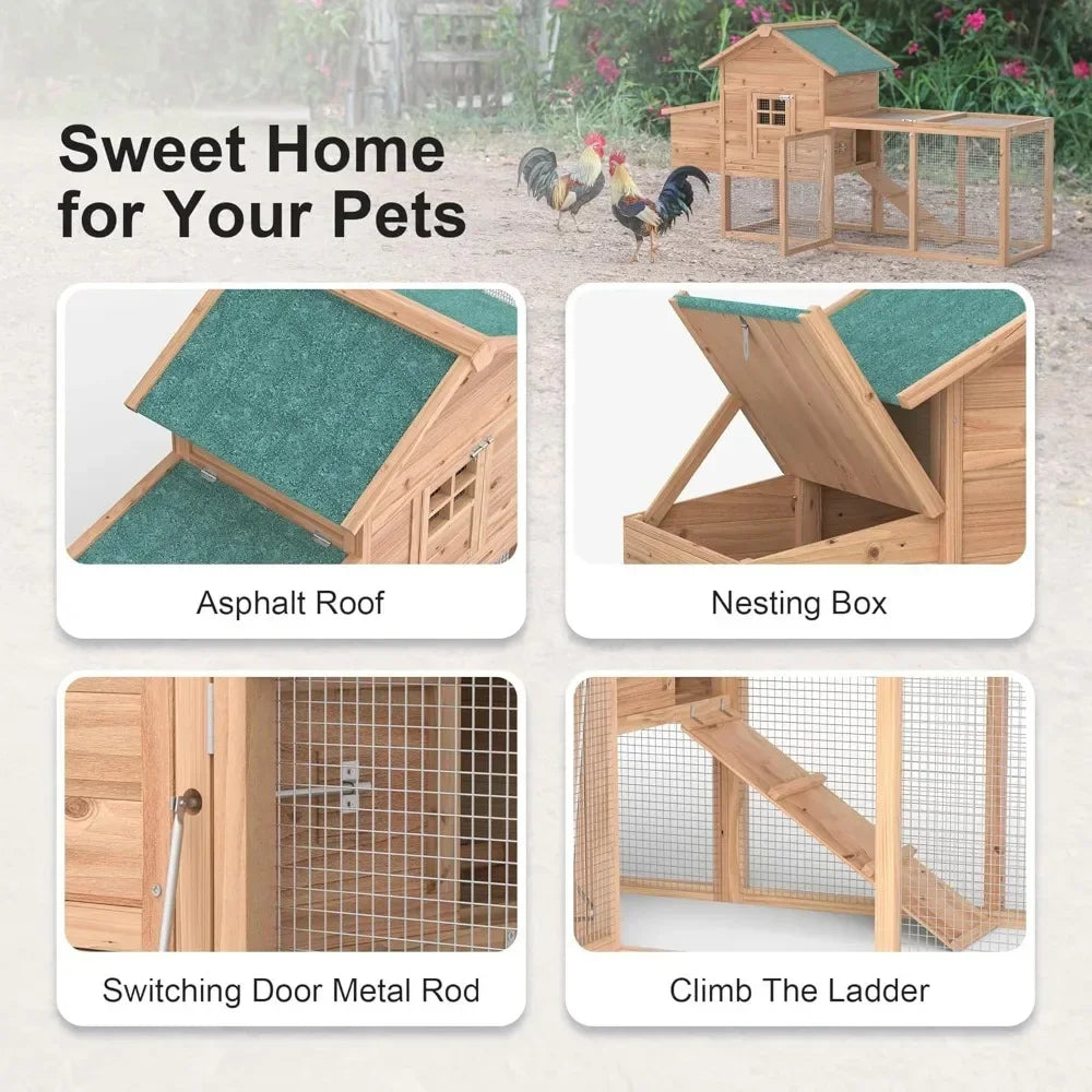 Outdoor Wooden Chicken Coop for 2-4 Chickens with Roof
