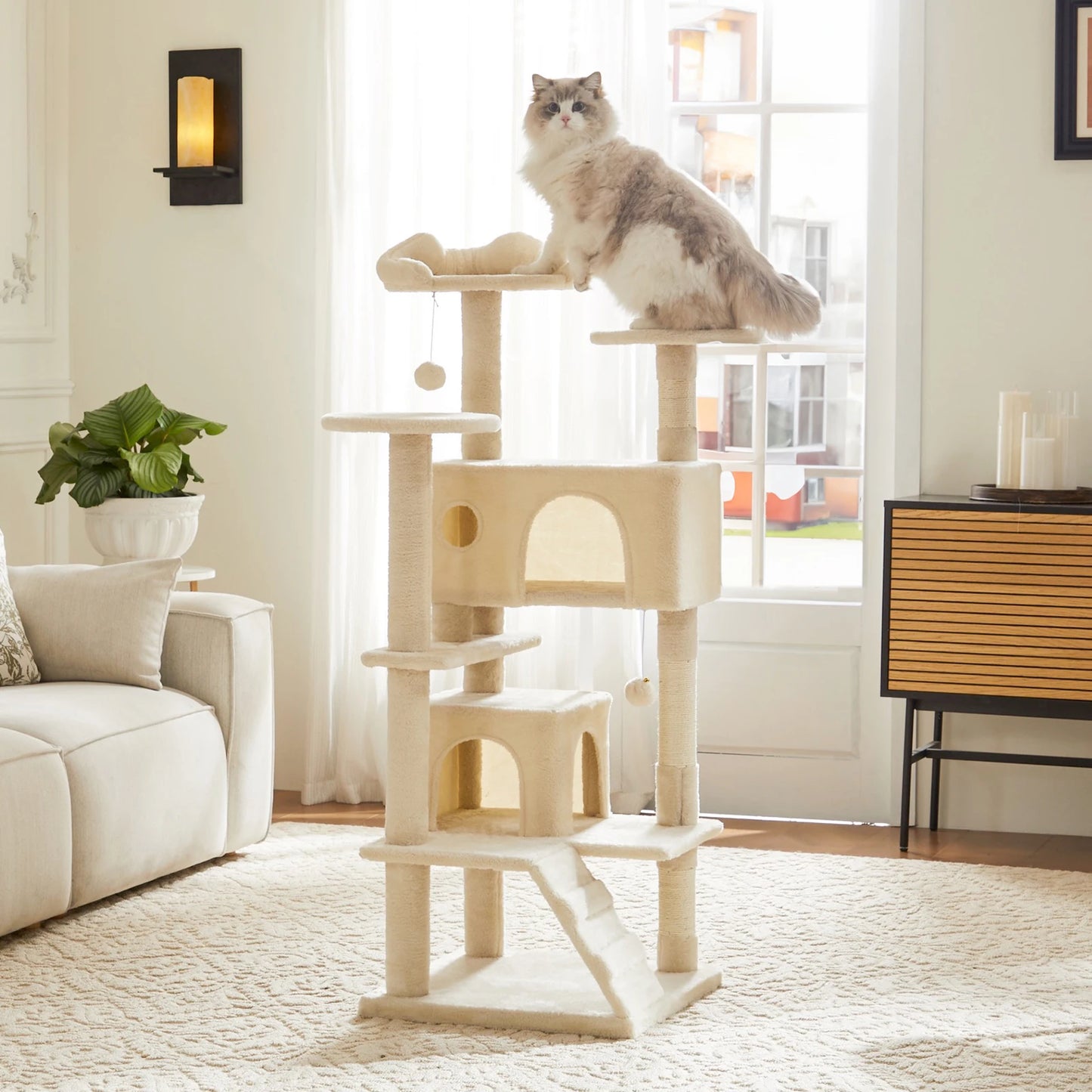 JHK 54in Tall Cat Tree Tower – Multi-Level Comfort