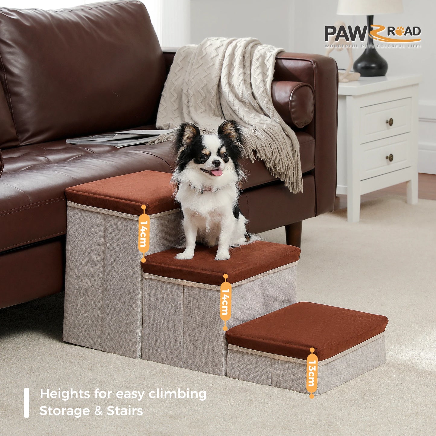 PawMate 3 Tier Foldable Dog Stairs – Adjustable Height Convenience