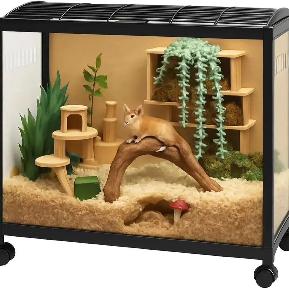 Transparent 360 Degree Hamster Cage with Chew Proof Design