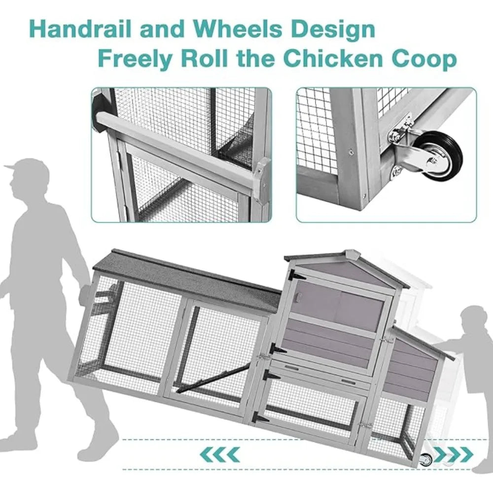 Mobile Chicken Coop with Wheels and Nesting Box Tray