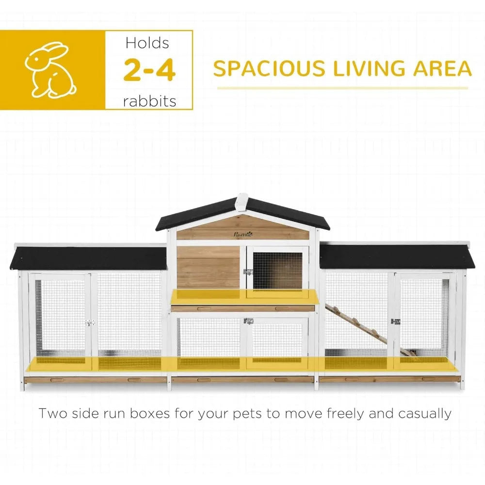 Wooden Rabbit Hutch With Double Run Boxes Ramp Enclosure