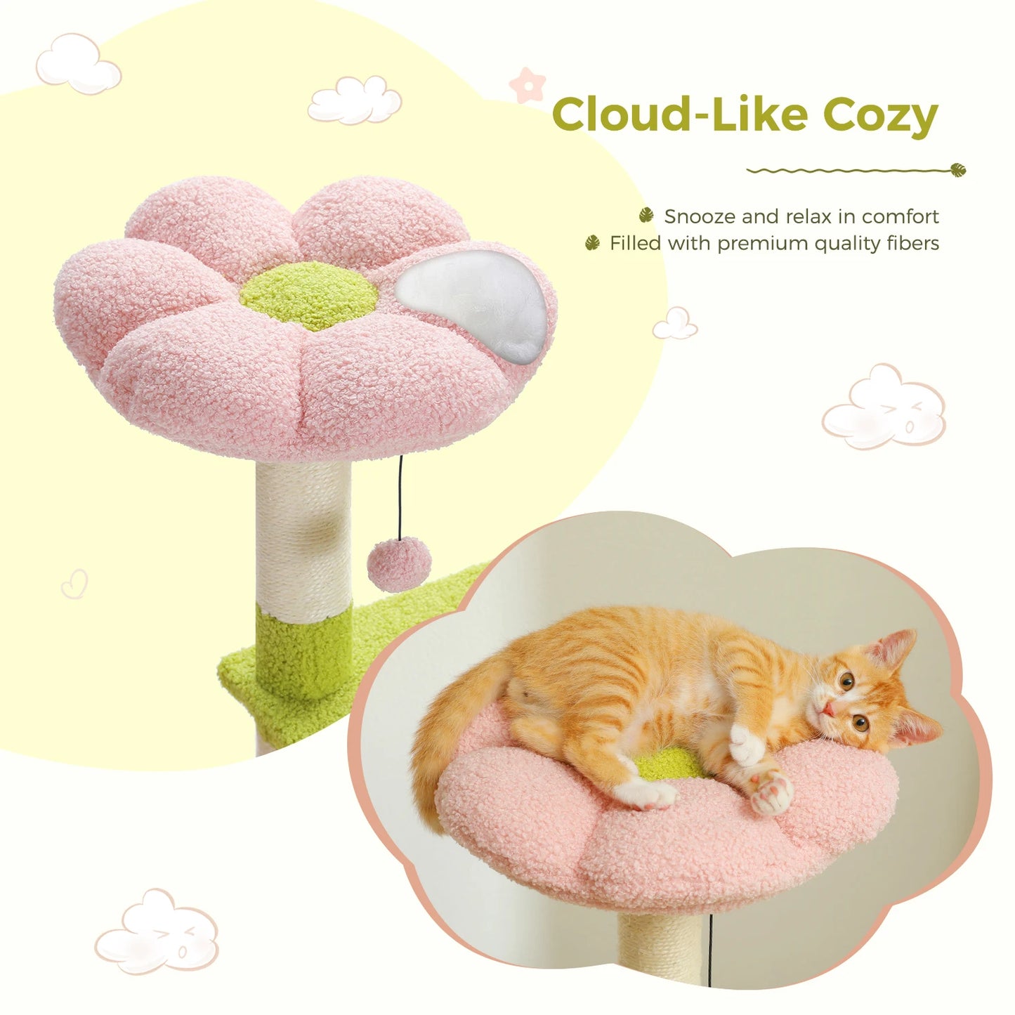 Flower Cat Tree Multi-Level Tower – Stylish Indoor Condo