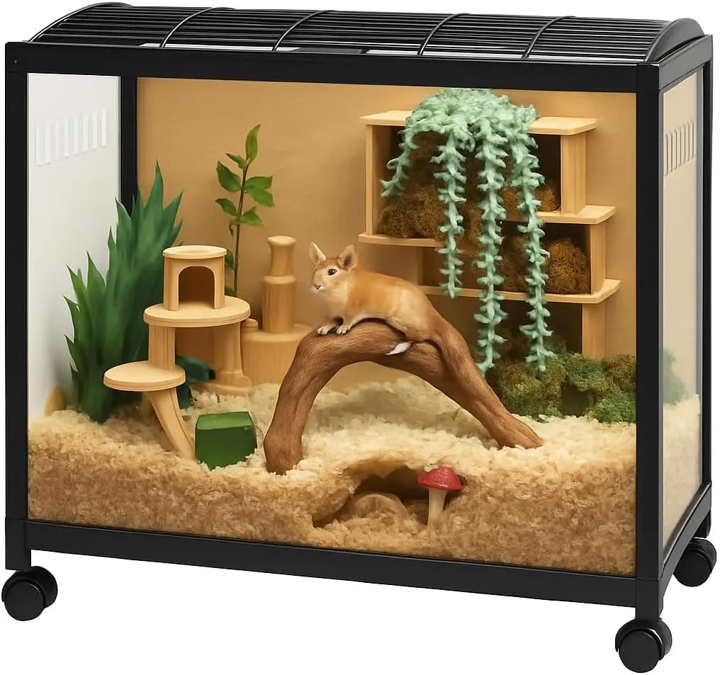 Transparent 360 Degree Hamster Cage with Chew Proof Design