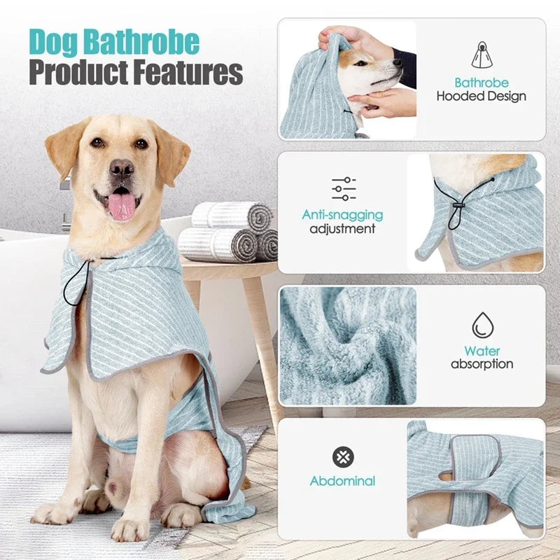 Pet Bathrobe Coat Fast Absorbent Towel for Dogs and Cats