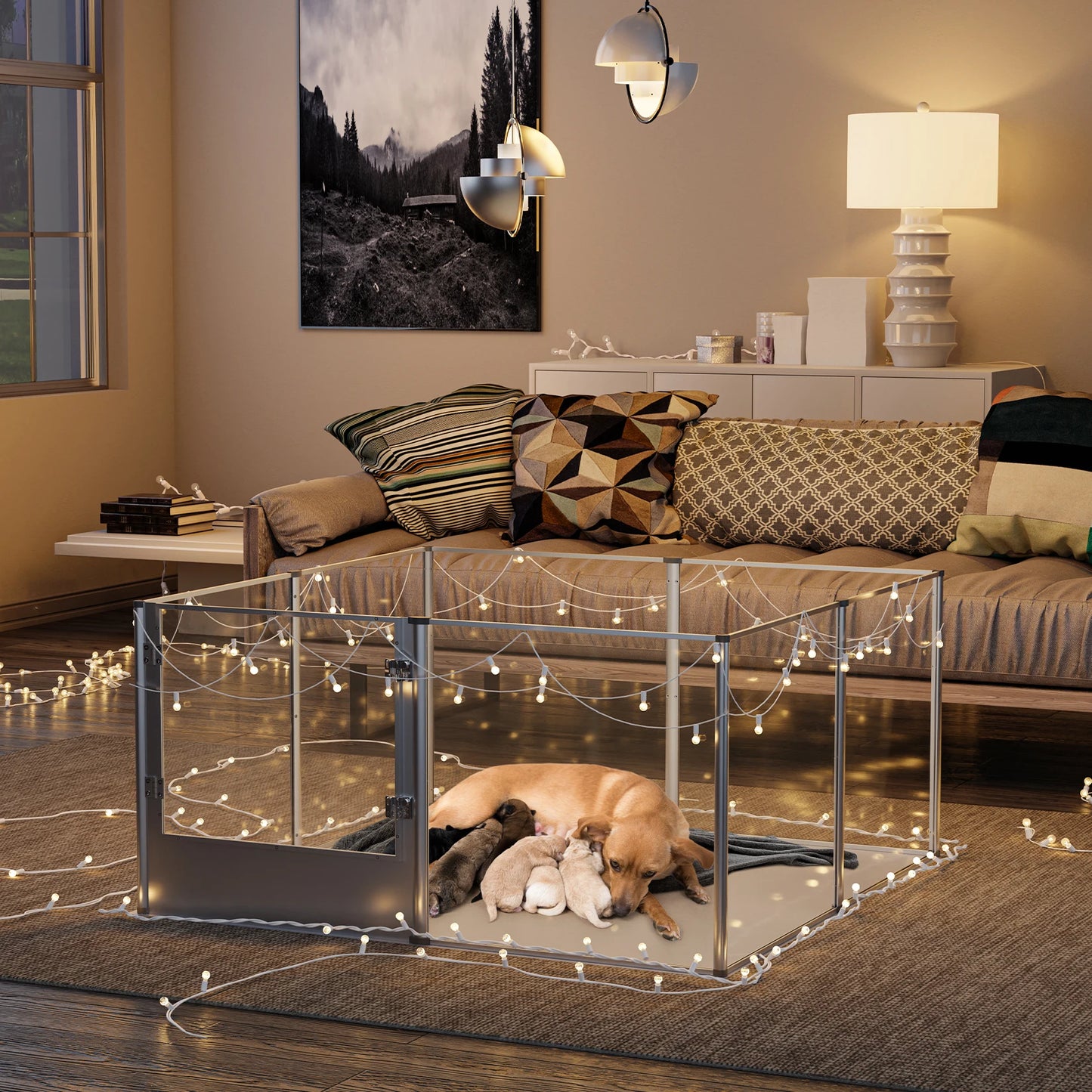 BingoPaw Acrylic Dog Playpen – Stylish and Durable Design