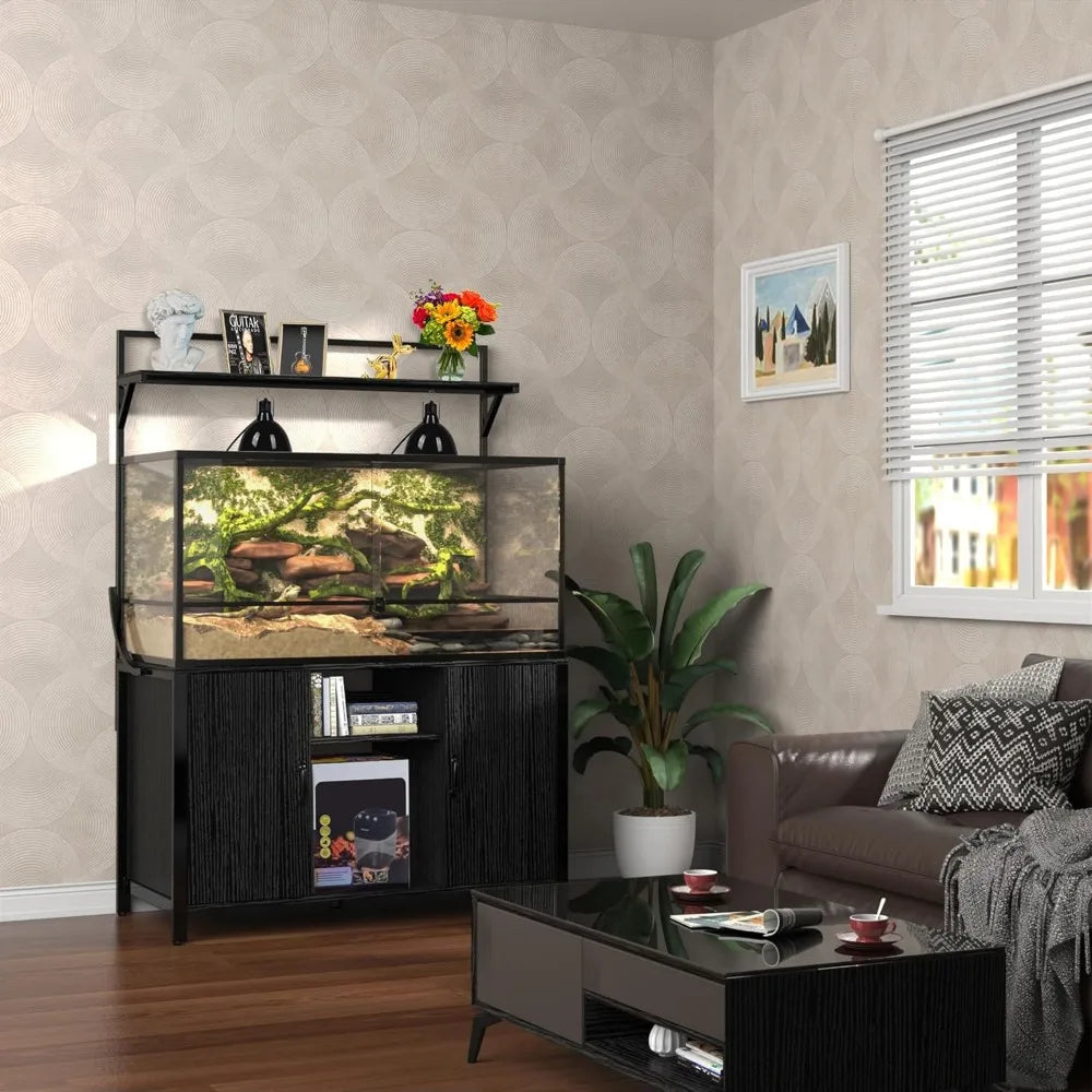 Reptile Tank Stand Terrarium Stand with Cabinet for Accessories Storage 48 Inch by 24 Inch Tabletop Fits Up to 120 Gallon Bearded Dragon