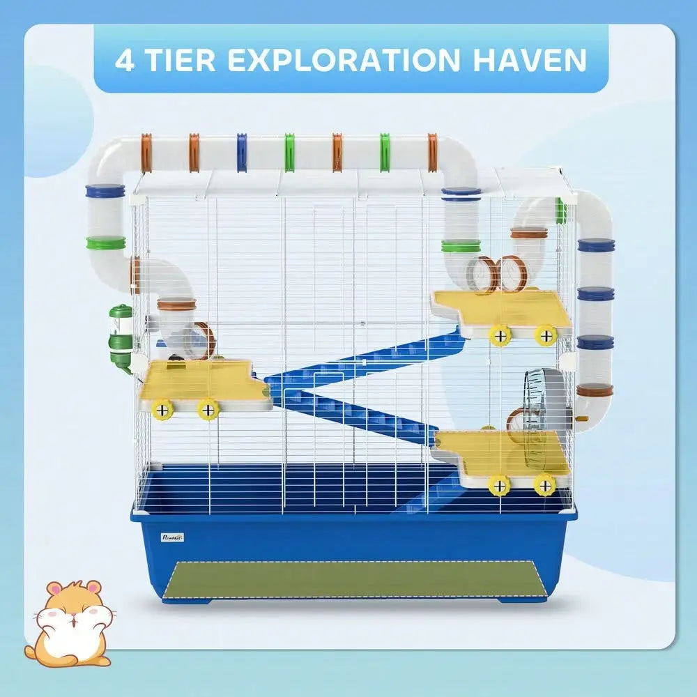 4 Tier Hamster Cage with Fun Tunnel Tube System