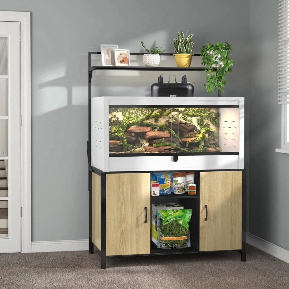 Reptile Tank Stand With Cabinet And Accessories Storage