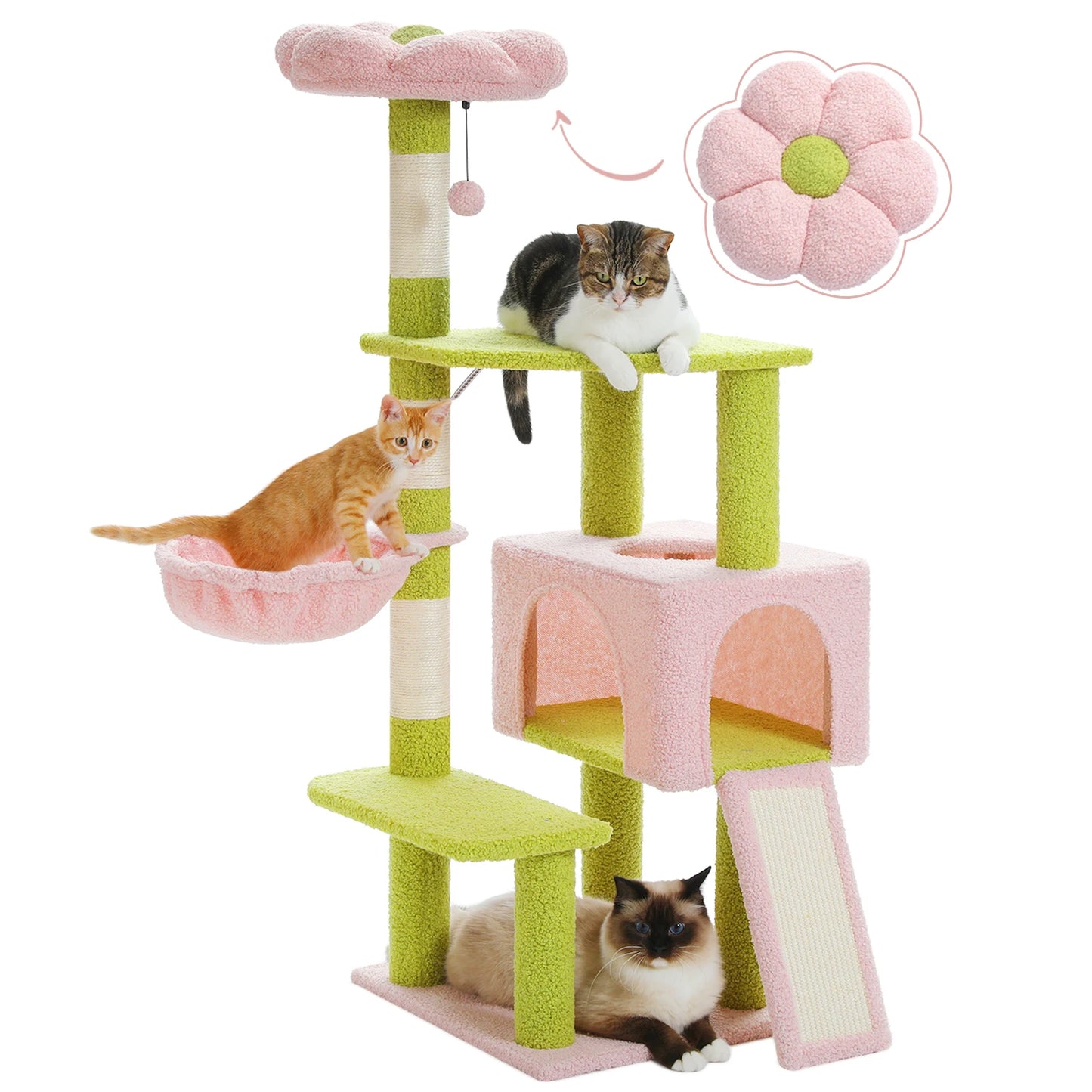 Flower Cat Tree Multi-Level Tower – Stylish Indoor Condo