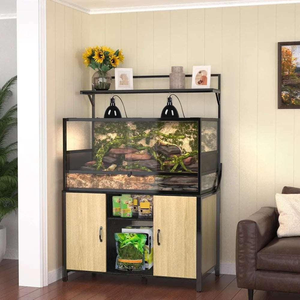 Reptile Tank Stand With Cabinet And Accessories Storage