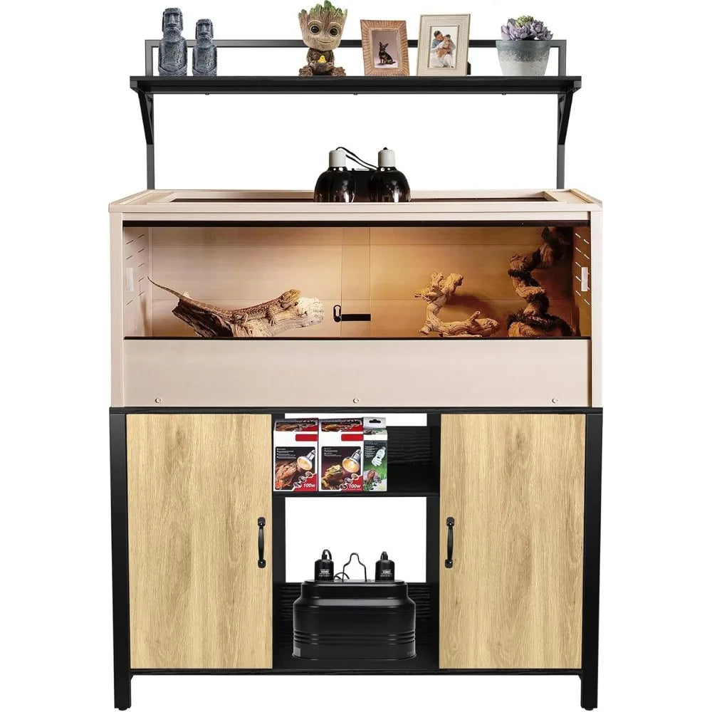 Reptile Tank Stand With Cabinet And Accessories Storage