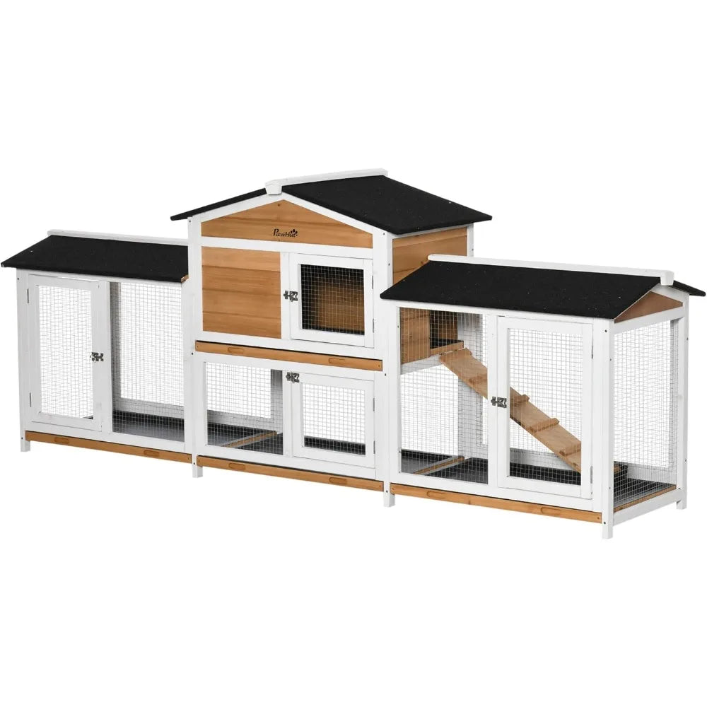 Wooden Rabbit Hutch With Double Run Boxes Ramp Enclosure