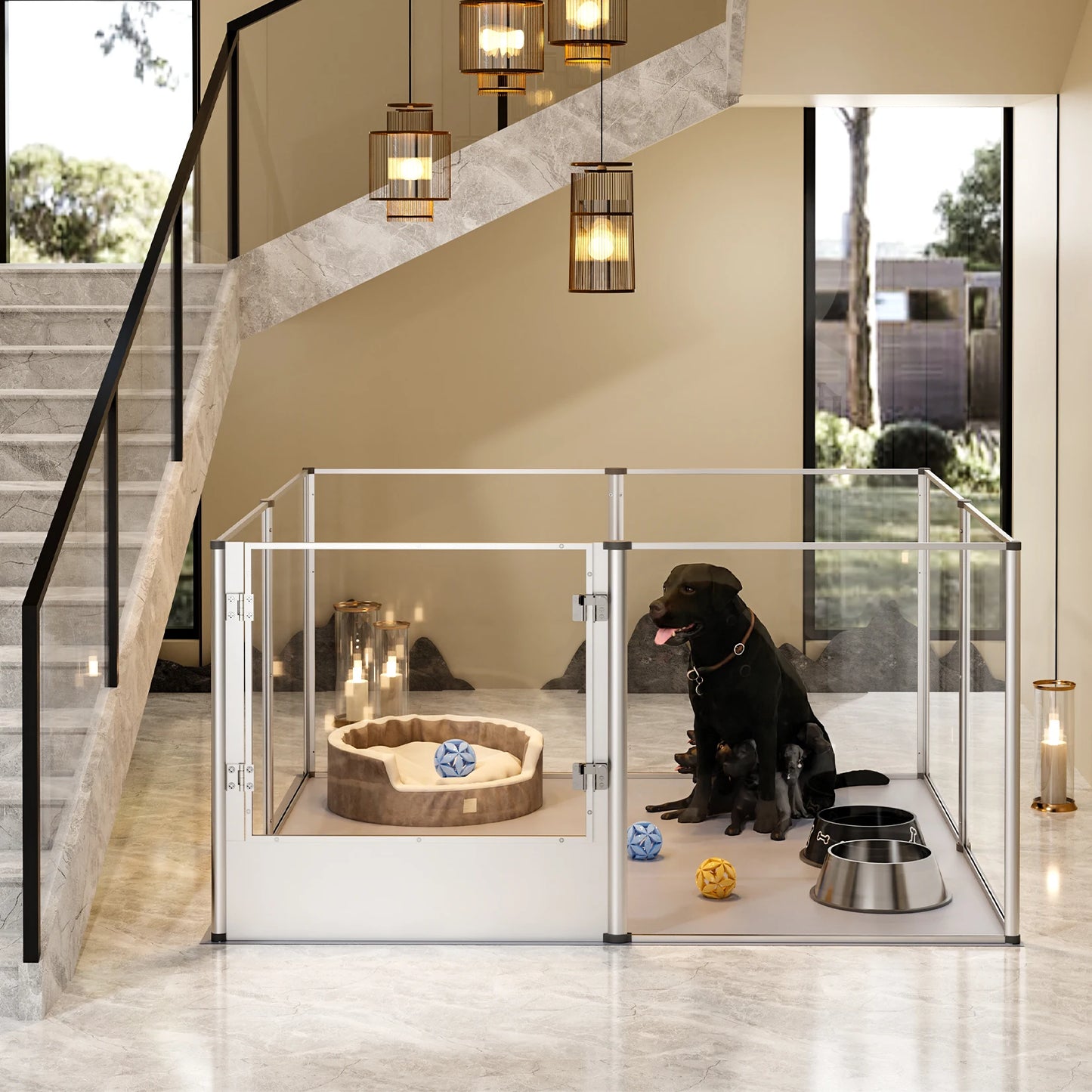 BingoPaw Acrylic Dog Playpen – Stylish and Durable Design