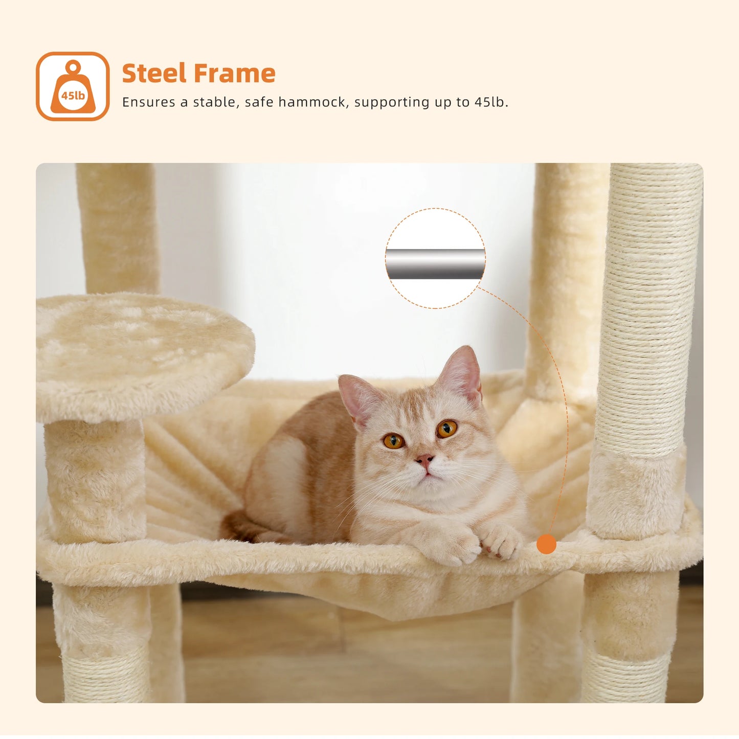 Purrfect Haven Cat Tree – Spacious 5-Level Design