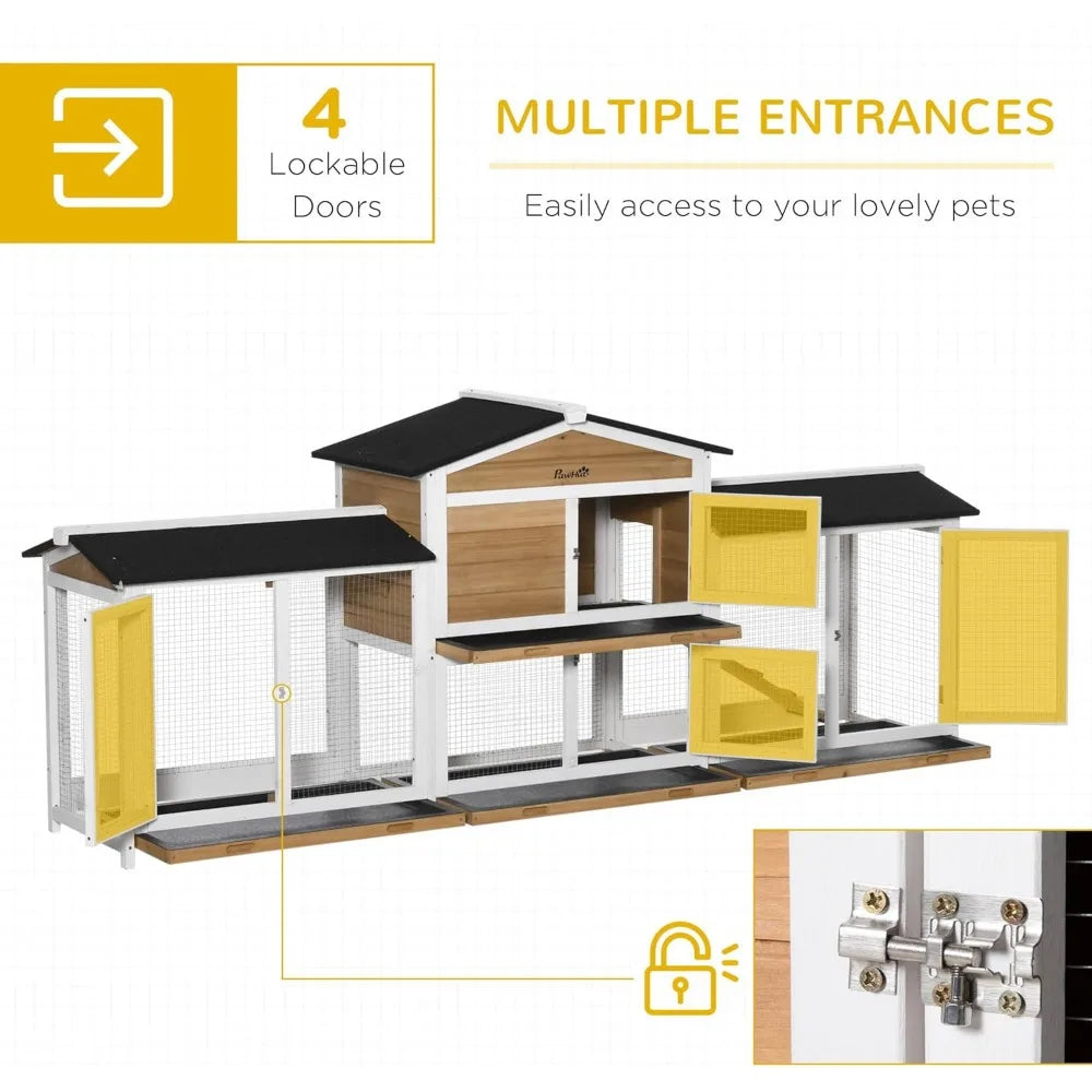 Wooden Rabbit Hutch With Double Run Boxes Ramp Enclosure