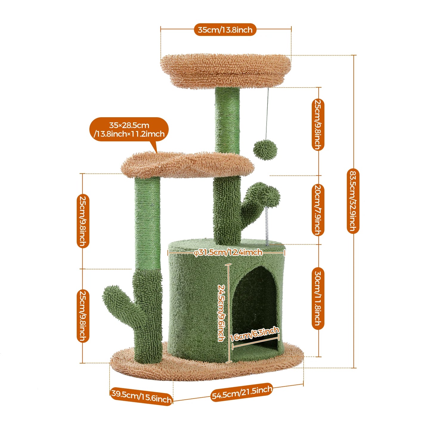 Cactus Paws Cat Tree – Cozy Curved Perch Design