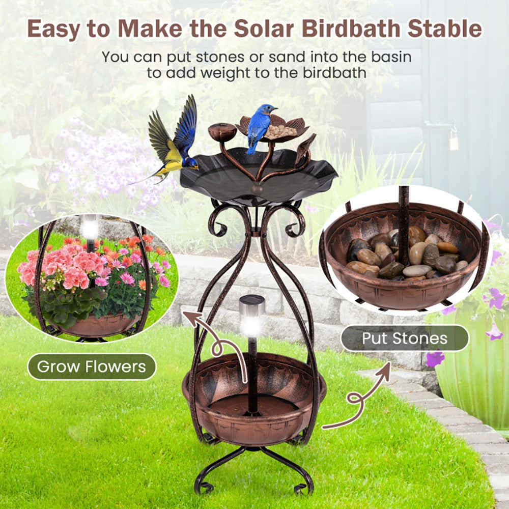 GardenJoy Solar Bird Bath Feeder – Elegant Outdoor Decor