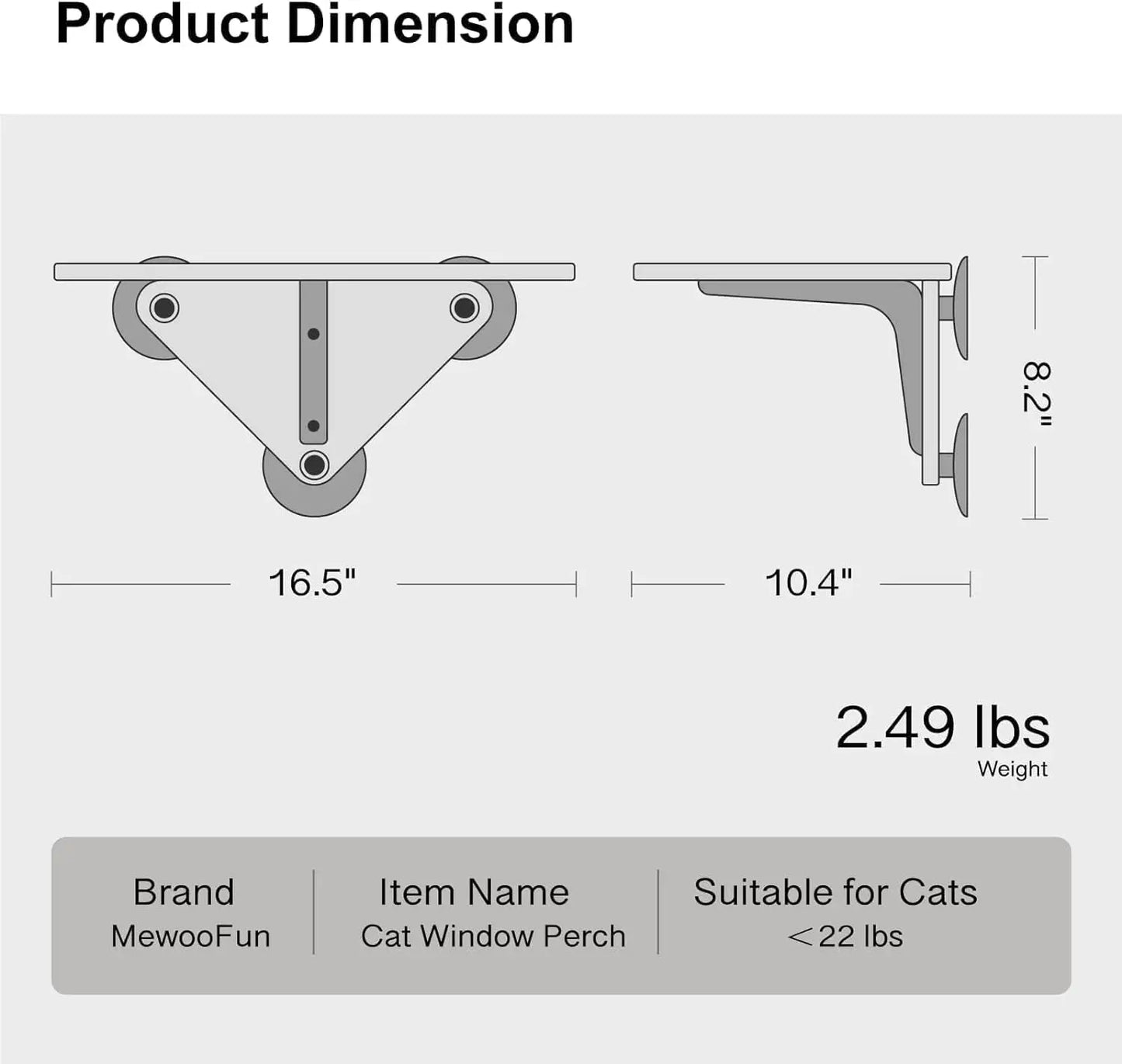 Mewoofun Cat Window Perch Hammock Wooden Suction Cup Cat Platform Bed for Indoor Cats
