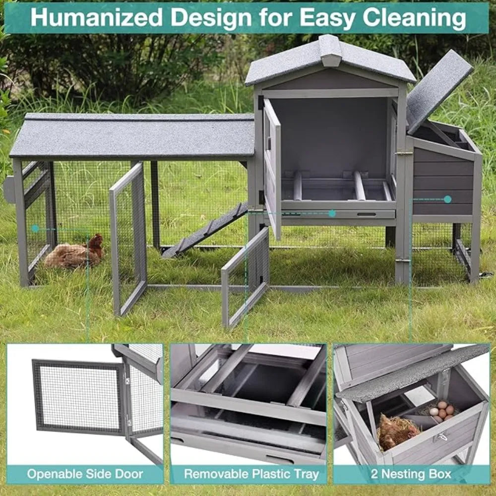 Mobile Chicken Coop with Wheels and Nesting Box Tray