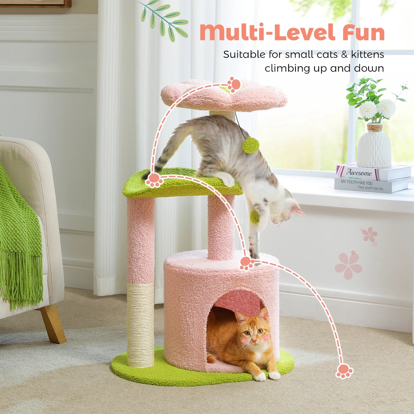 Cactus Paws Cat Tree – Cozy Curved Perch Design