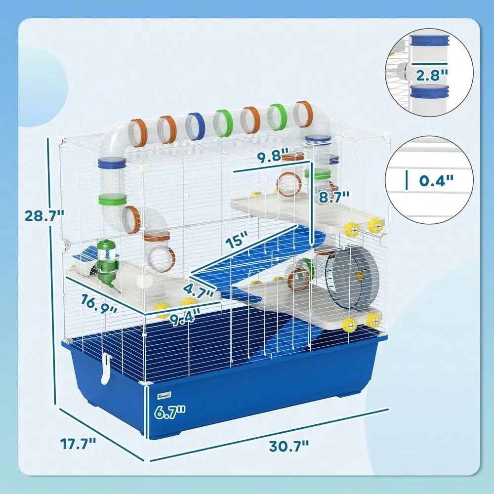 4 Tier Hamster Cage with Fun Tunnel Tube System