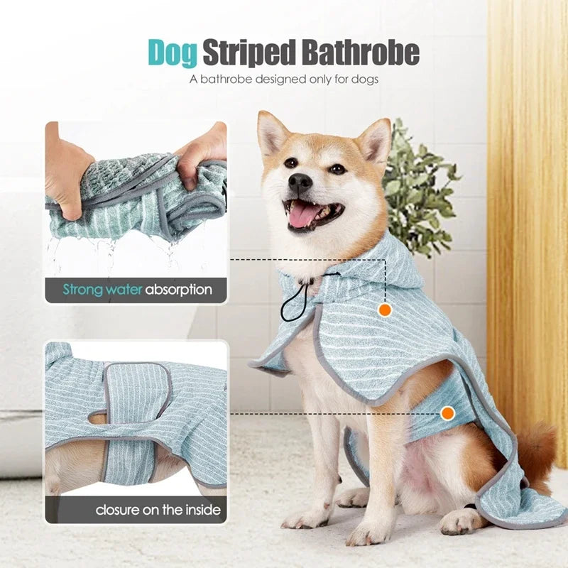 Pet Bathrobe Coat Fast Absorbent Towel for Dogs and Cats