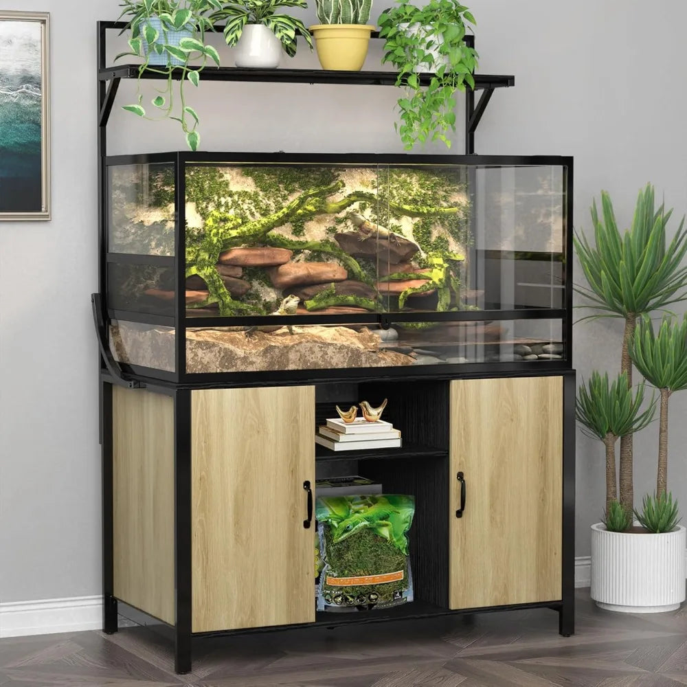 Reptile Tank Stand With Cabinet And Accessories Storage