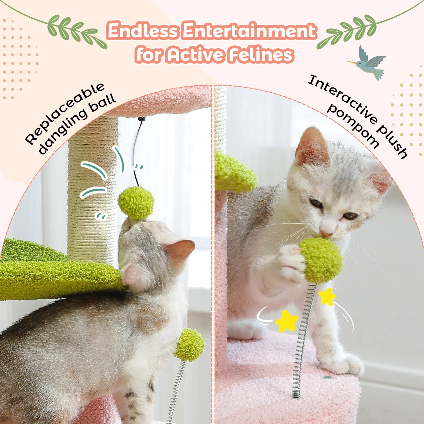 Cactus Paws Cat Tree – Cozy Curved Perch Design