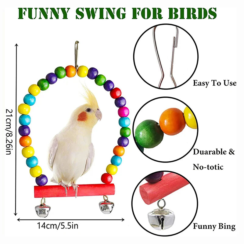 7PCS Wood Parrot Toys