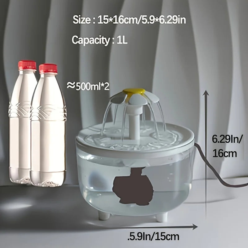 USB Electric Mute 1L Pet Water Fountain Automatic Cat Bowl