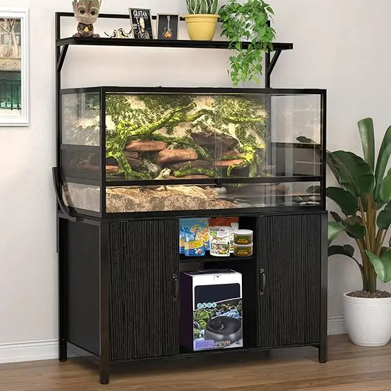 Reptile Tank Stand Terrarium Stand with Cabinet for Accessories Storage 48 Inch by 24 Inch Tabletop Fits Up to 120 Gallon Bearded Dragon