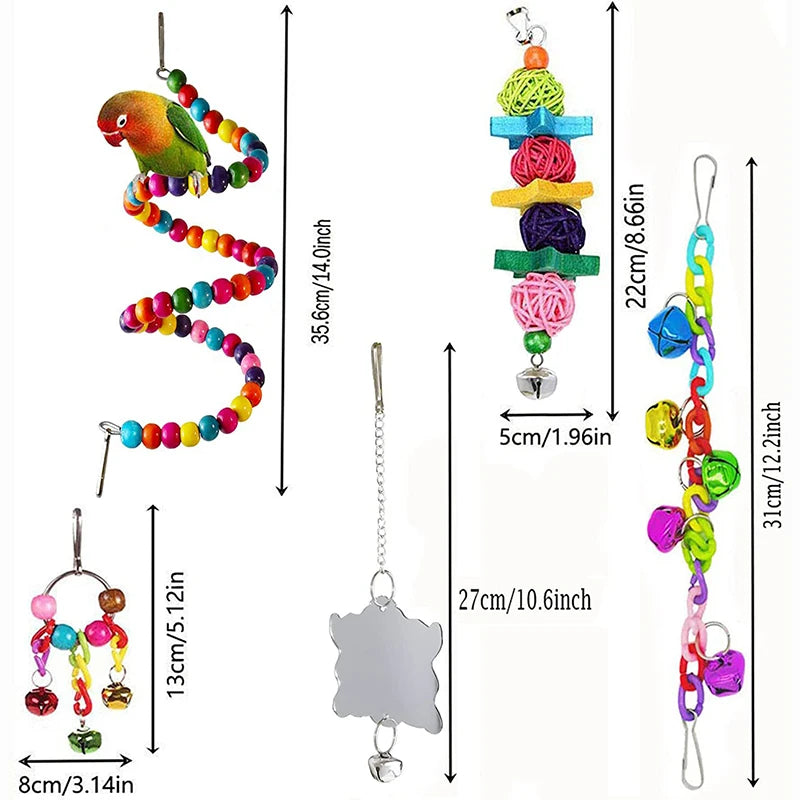 7PCS Wood Parrot Toys