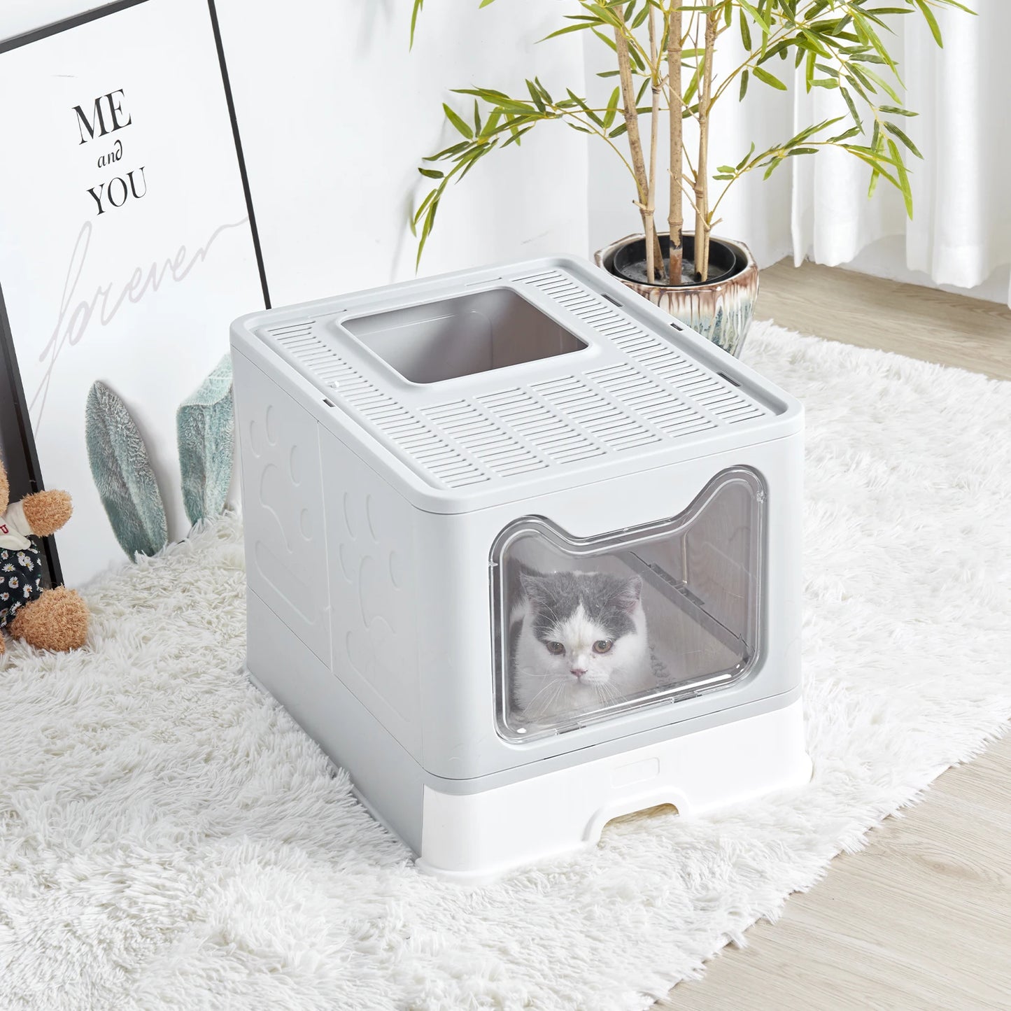 Bingopaw XXL Large Space Cat Litter Box – Foldable Design