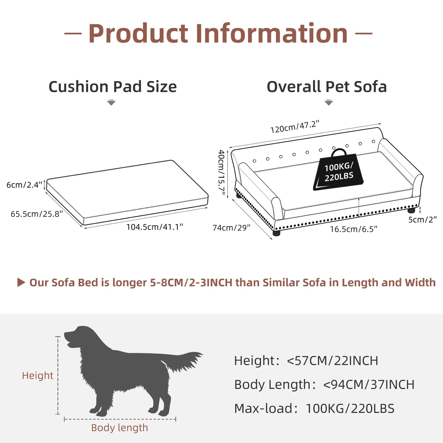 PetComfort Elevated Dog Bed Sofa – Luxurious Microfiber Leather