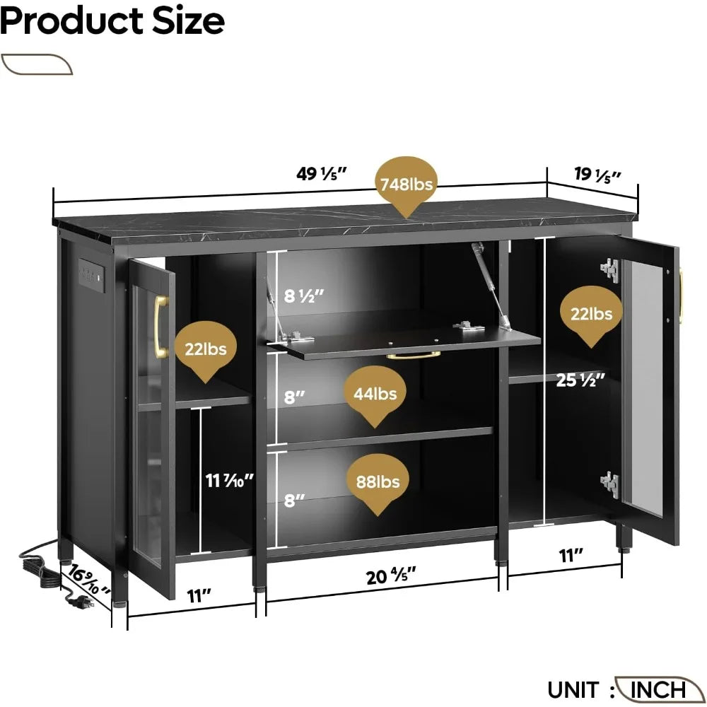 Heavy Duty Aquarium Stand with Power Outlet and LED Light