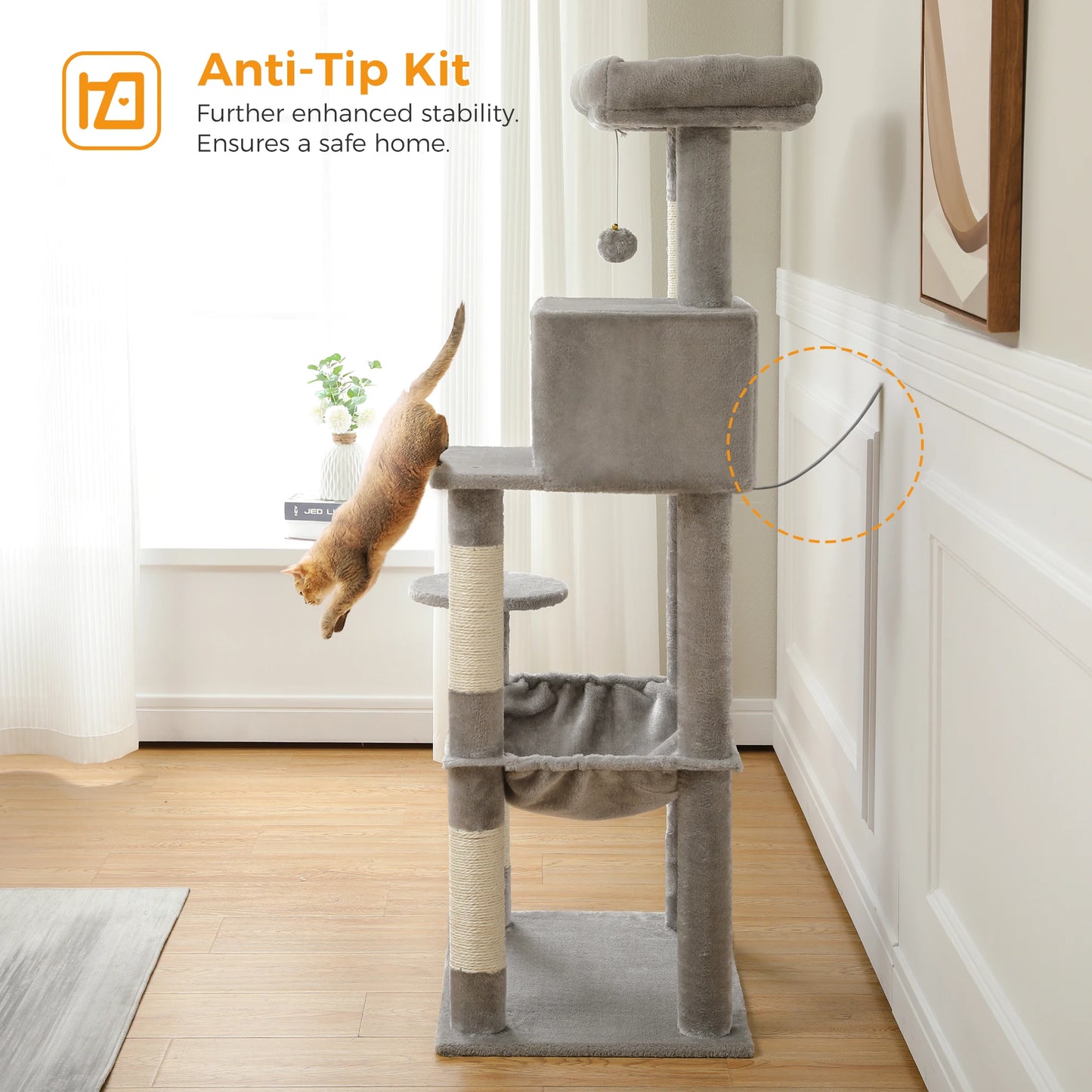 Purrfect Haven Cat Tree – Spacious 5-Level Design