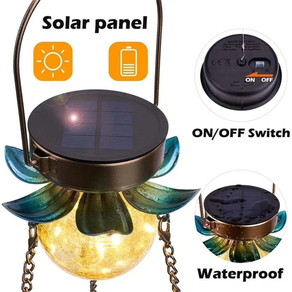 Solar Bird Feeder Hanging Lights Seed Tray Weatherproof