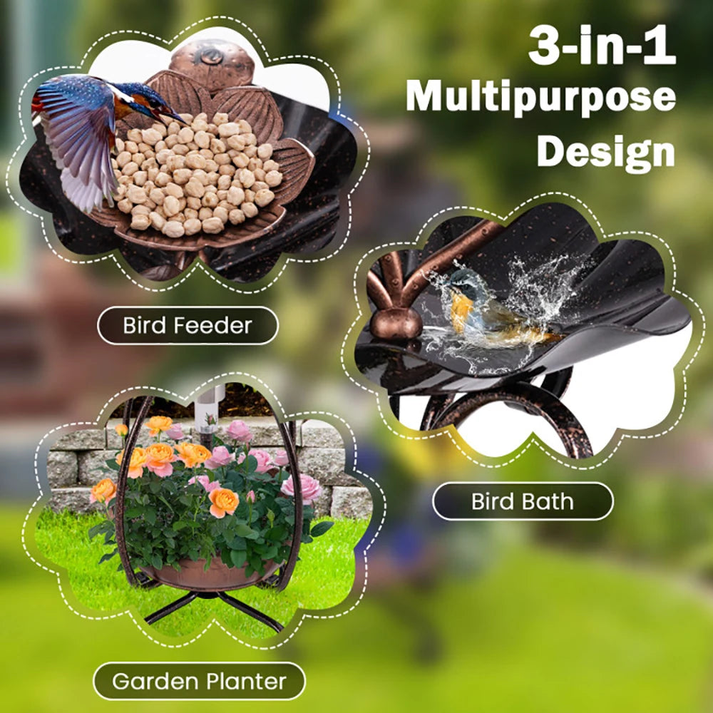 GardenJoy Solar Bird Bath Feeder – Elegant Outdoor Decor