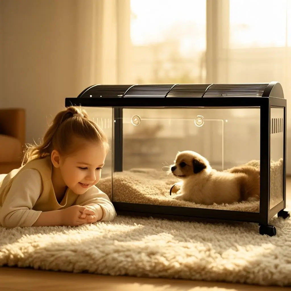 Transparent Hamster Cage with 360 Degree View and Universal Wheels