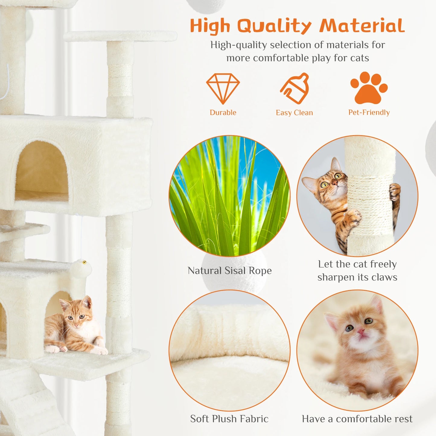 JHK 54in Tall Cat Tree Tower – Multi-Level Comfort