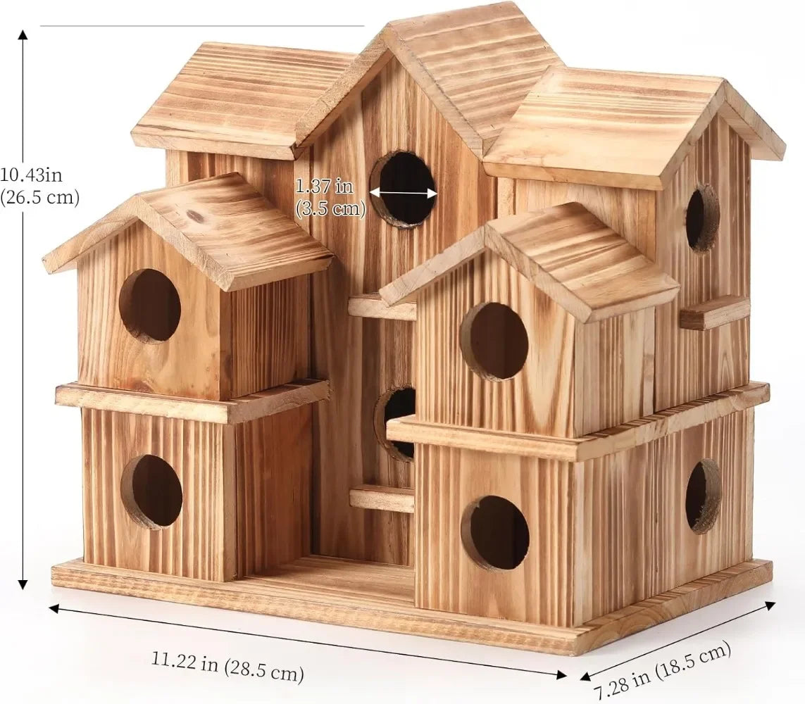 Bird Houses for Outside 10 Hole Large Bird House for 10 Bird Families Garden Courtyard Backyard Decor