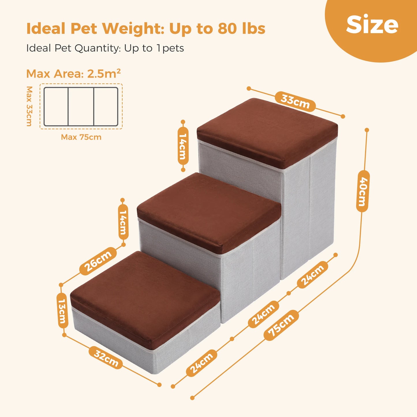 PawMate 3 Tier Foldable Dog Stairs – Adjustable Height Convenience