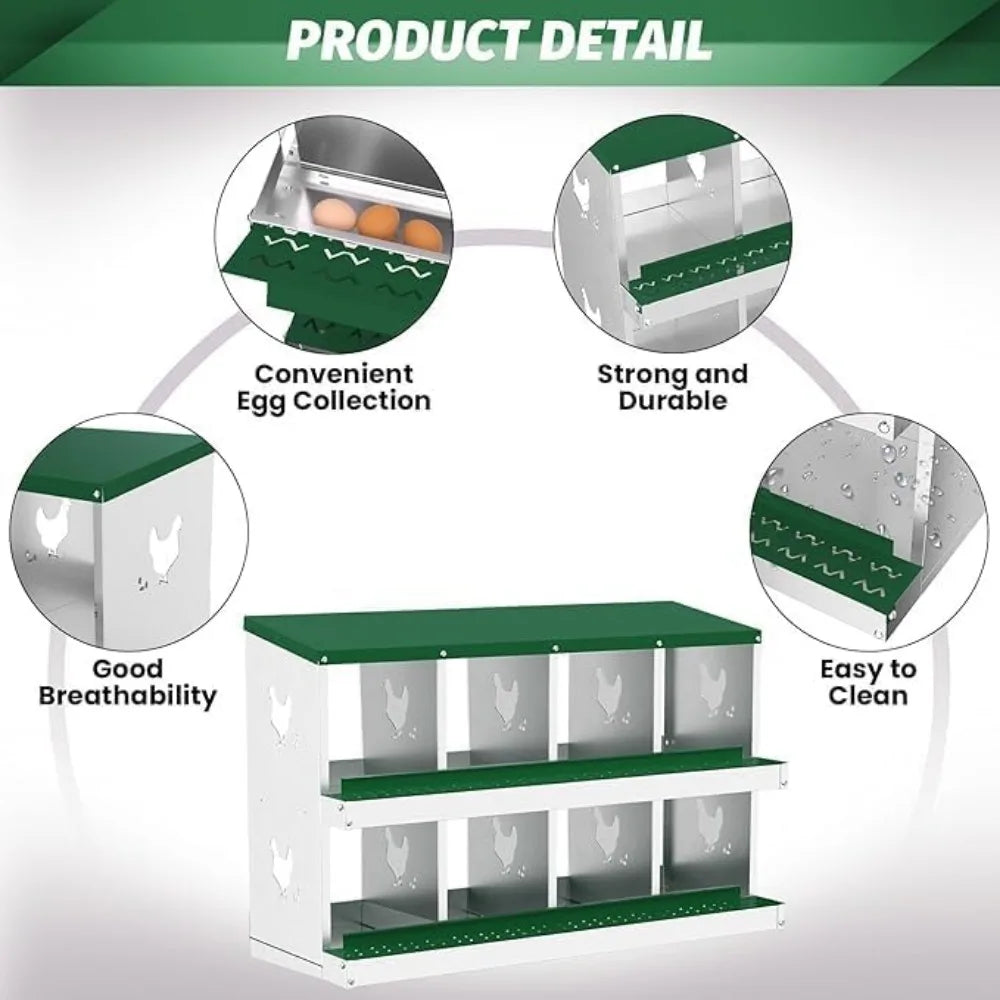Chicken Nest Box with Eight Compartments for Easy Egg Collection