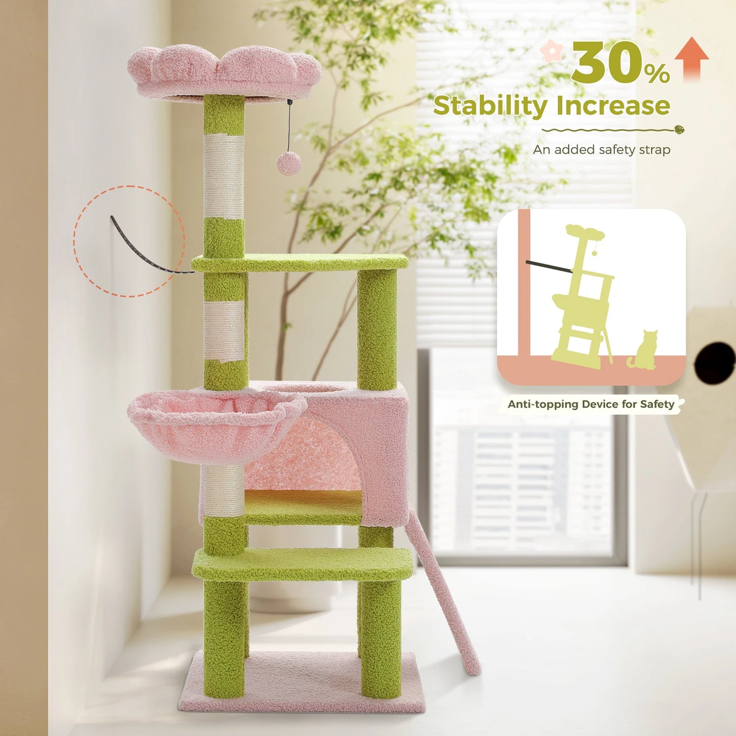 Flower Cat Tree Multi-Level Tower – Stylish Indoor Condo